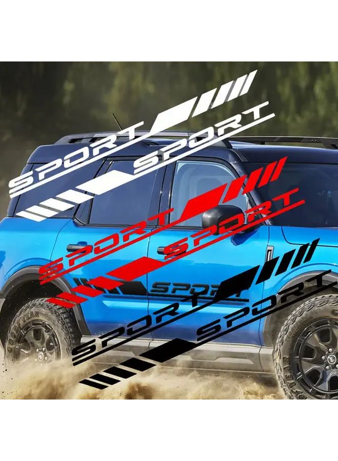 ملصقات جانبية للسيارة الحمراء 2 قطعة، تصميم مخطط متين من الفينيل PVC لسيارات الدفع الرباعي SUV والمركبات الوعرة - Image 1